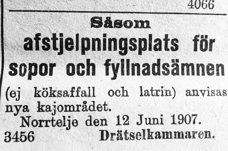 Annons från Norrtelje tidning från 1907-08-24