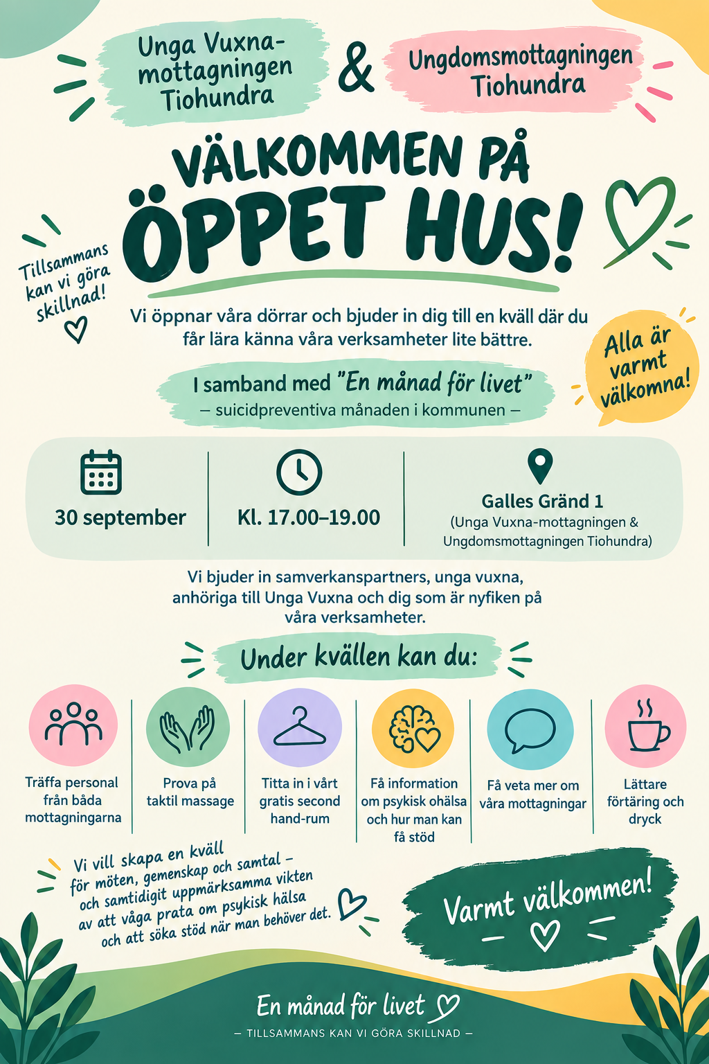Unga Vuxna och Ungdomsmottagningen bjuder in till Öppet hus