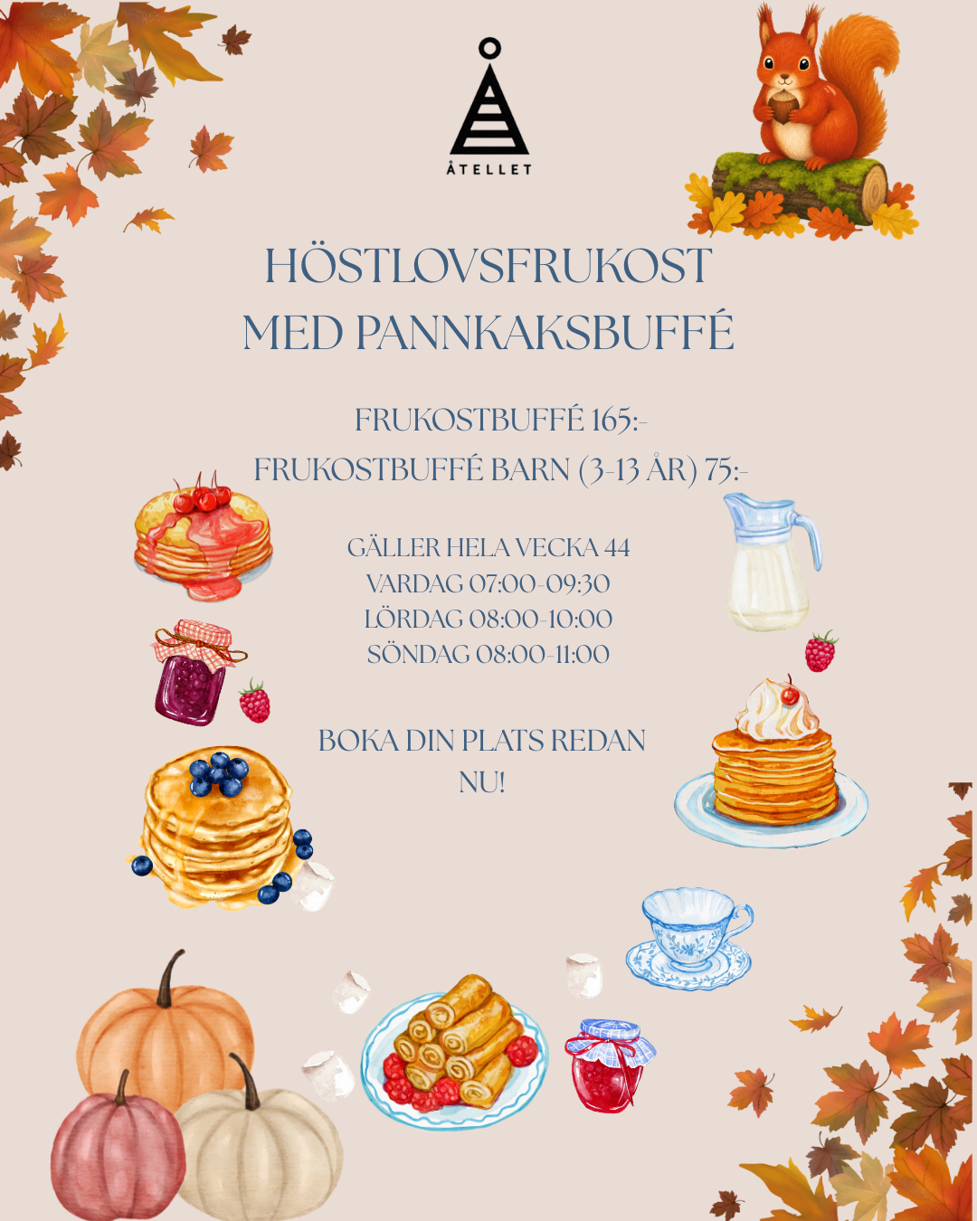Höstlovsfrukost med pannkaksbuffé