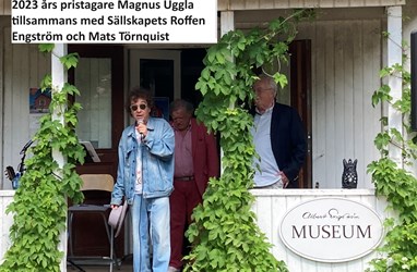 2023 års pristagare Magnus Uggla tilllsammans med Roffen Engtröm och Mats Törnquist