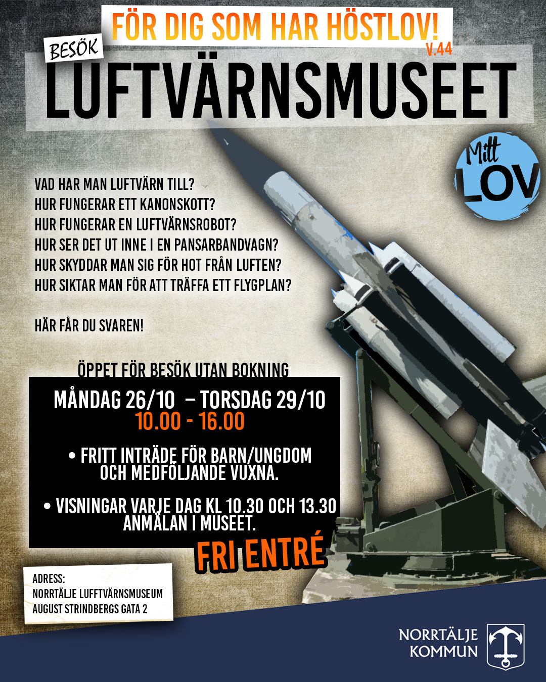 Höstlov på  Luftvärnsmuséet