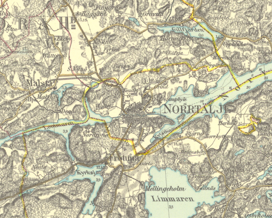 Historisk karta Norrtälje stad 1940