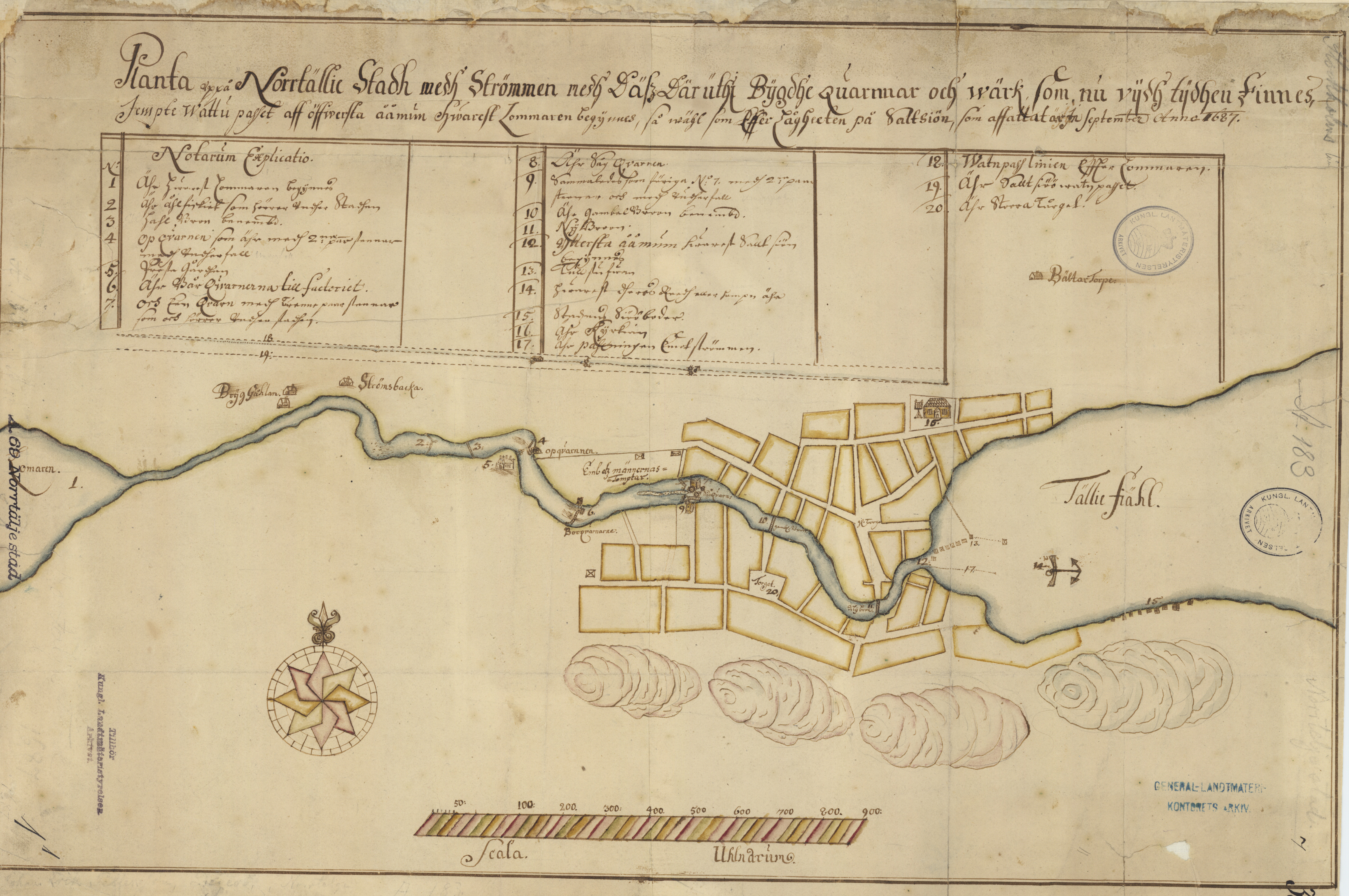 gammal karta över Norrtälje stad