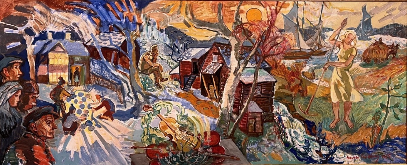 Målningen Hembygdssång av konstnären Harald Lindberg