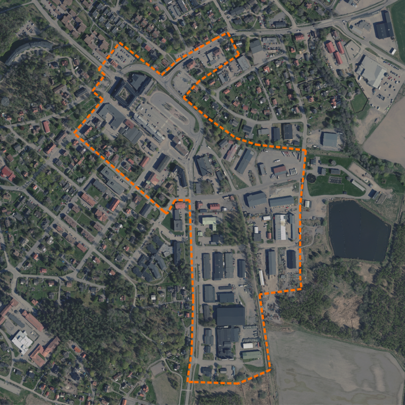 Avgränsning Rimbo centrum