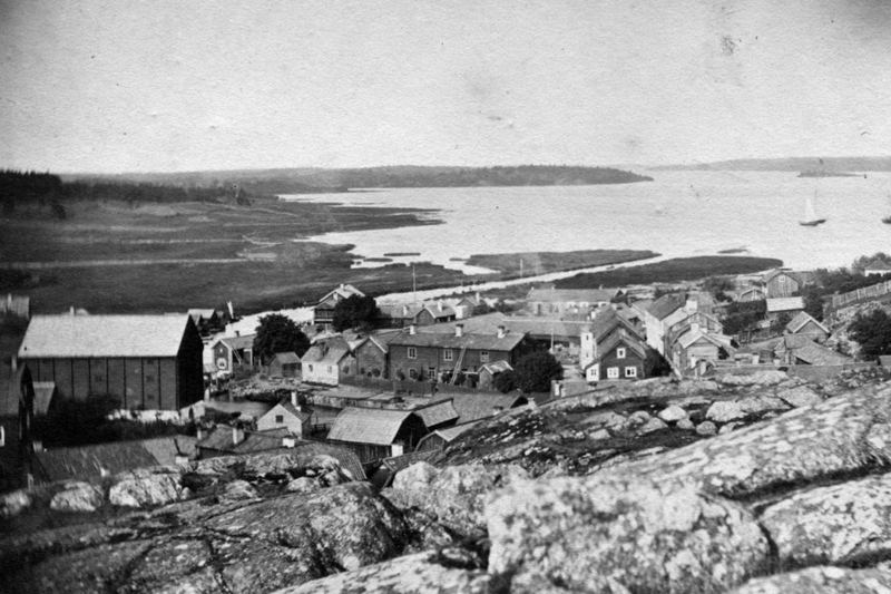 Historisk svartvit bild på Hamninloppet