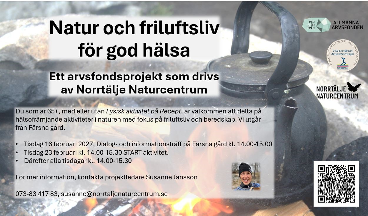Informationsblad om aktiviteter. första träff 16 februari 2026 på Färsna gård