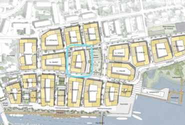 Skiss över kvartersindelningen i Norrtälje hamn