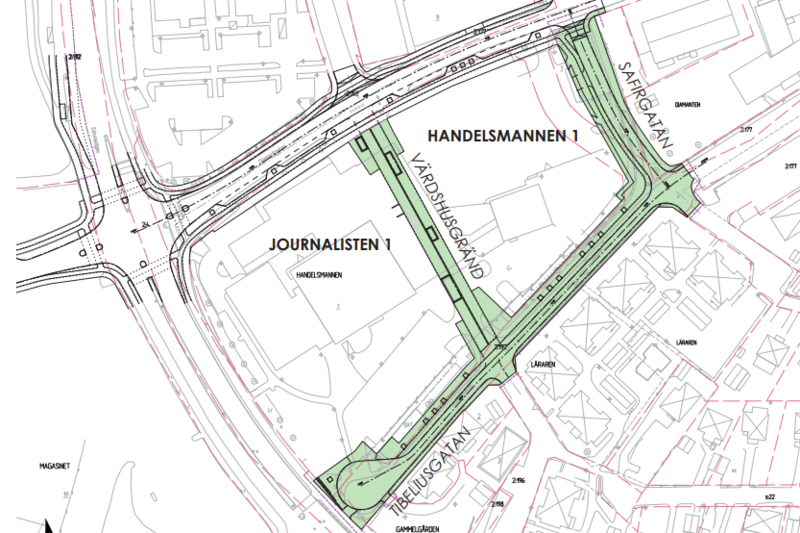 Arbetsområdet runt kv Handelmannen 1