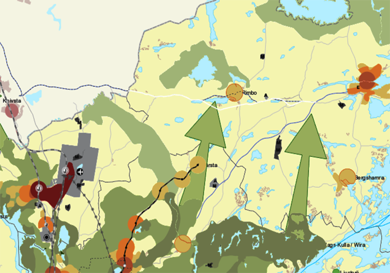 Karta Rimbo i Regional utvecklingsplan för Stockholmsregionen 2050