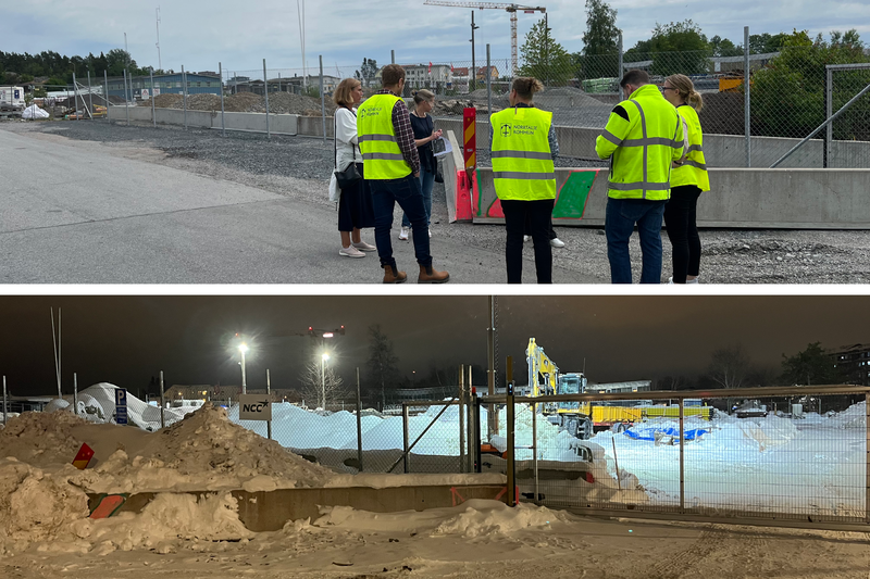 En byggetablering på sommaren och på vintern