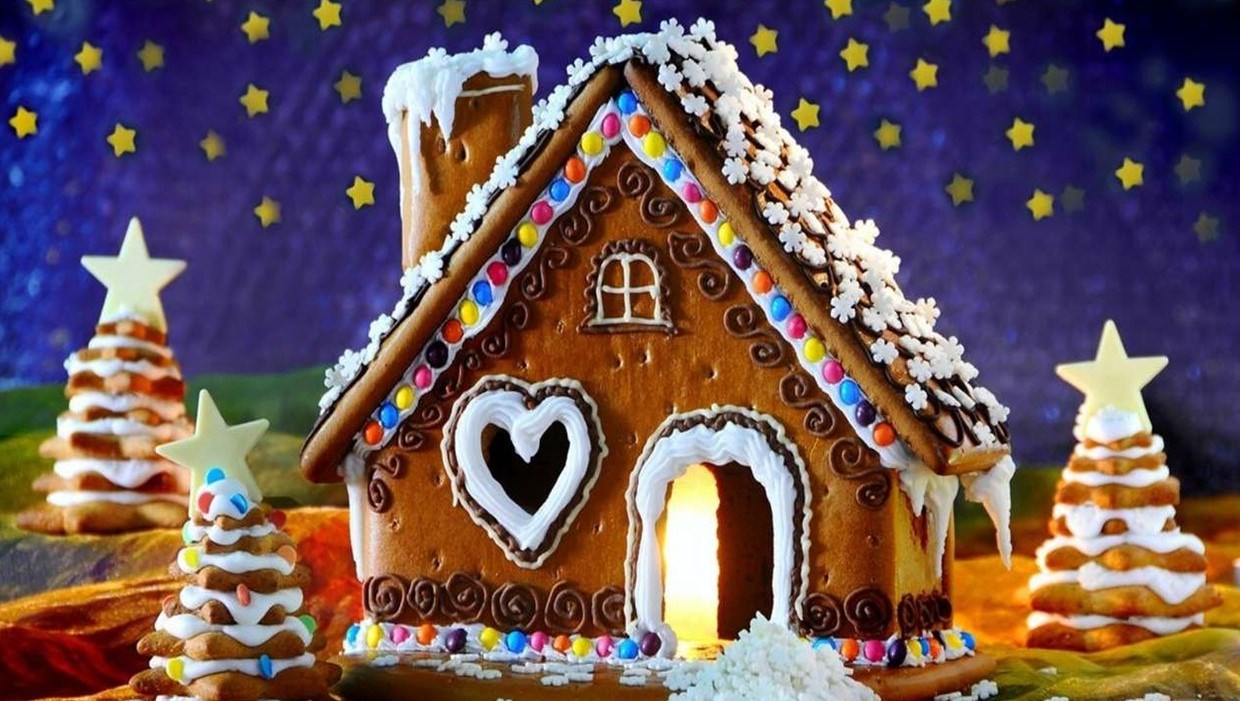 Bilden visar ett pepparkakshus