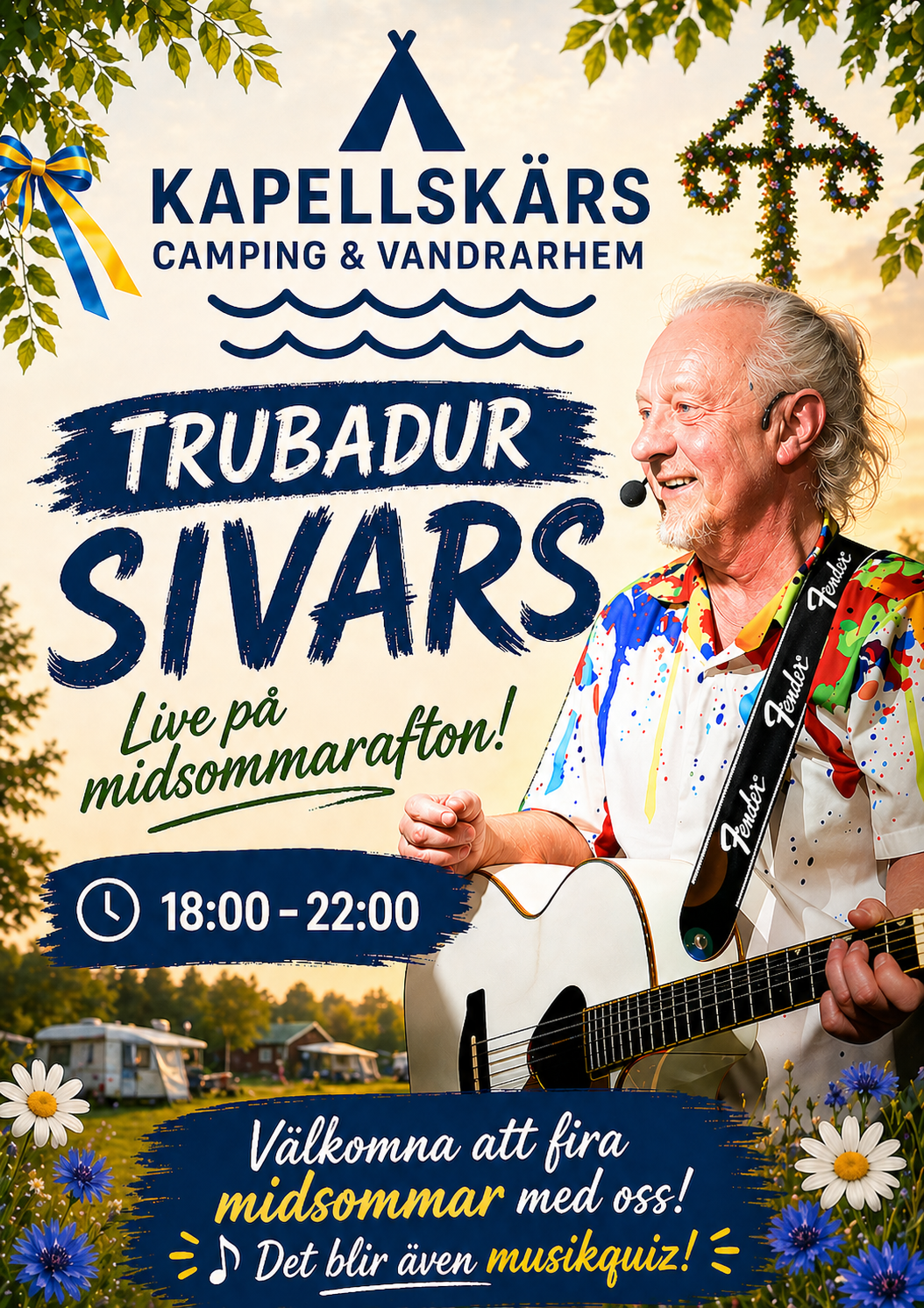 Midsommarafton med trubadur Sivars på Kapellskärs Camping
