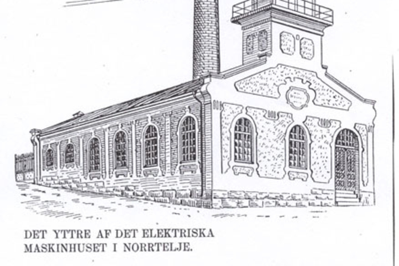 Skiss av elekticitetsverket i Norrtälje