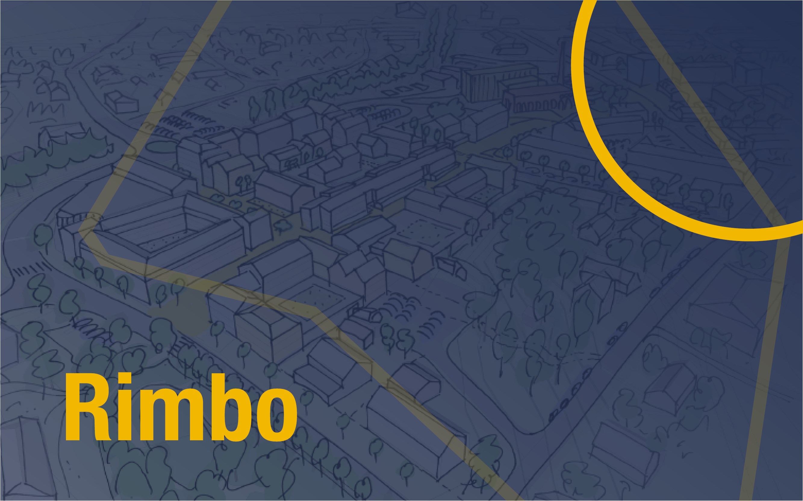 En skiss över Rimbo med en rund cirkel och en kantig cirkel