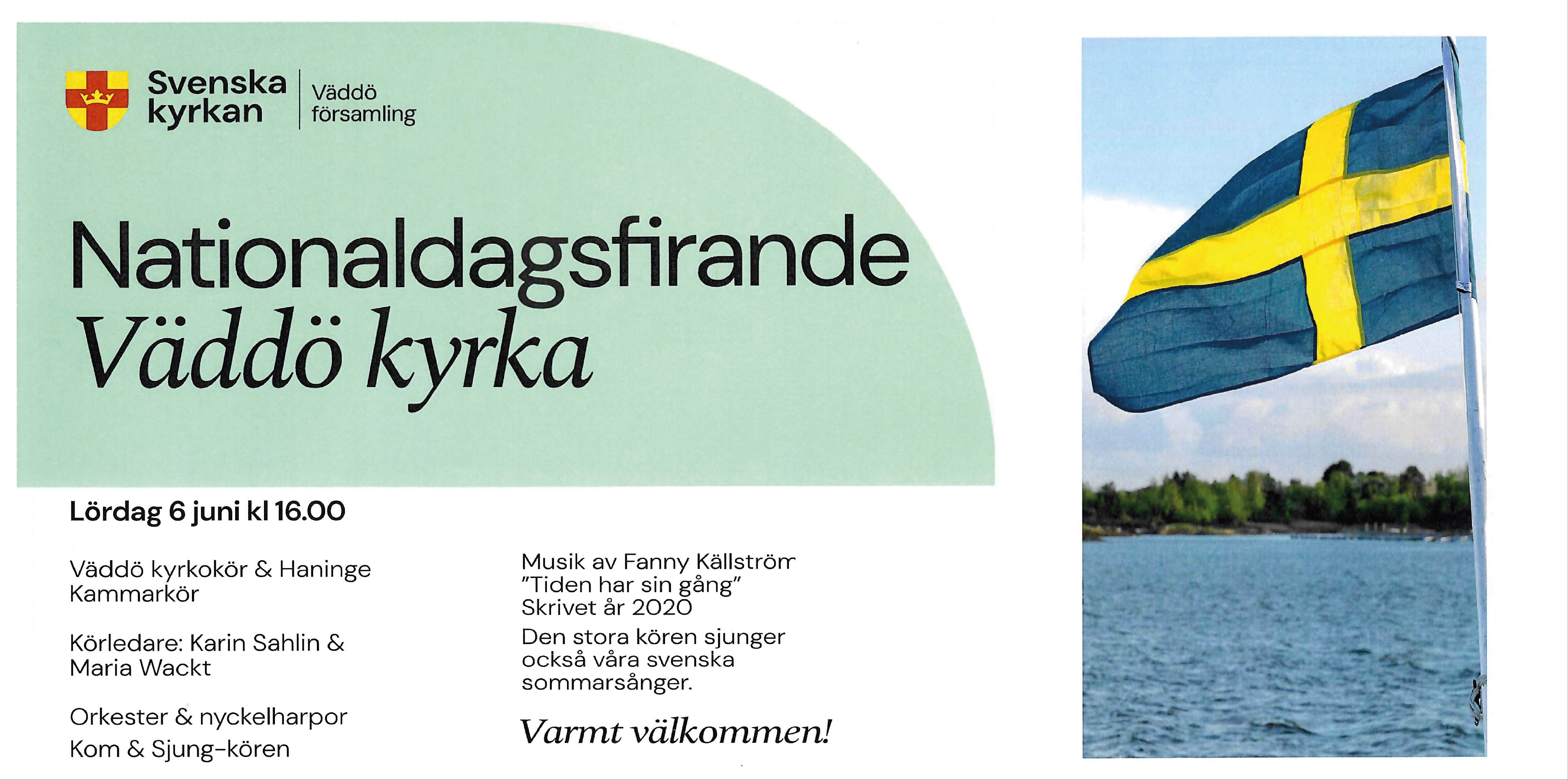 Svenska flaggan blåser i vinden
