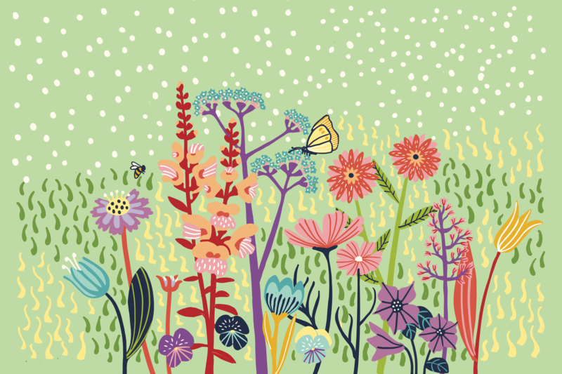 Massa färgglada blommor