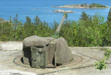 Bild på kanon vid Batteri Arholma.