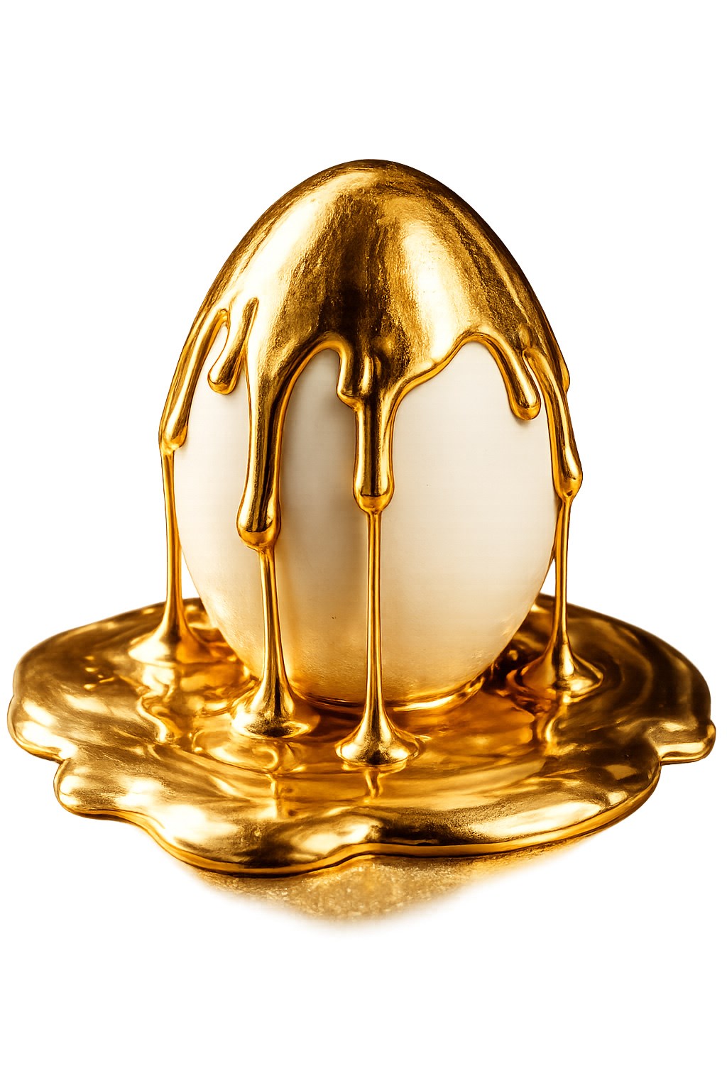 Ett ägg med guldfärg på. 