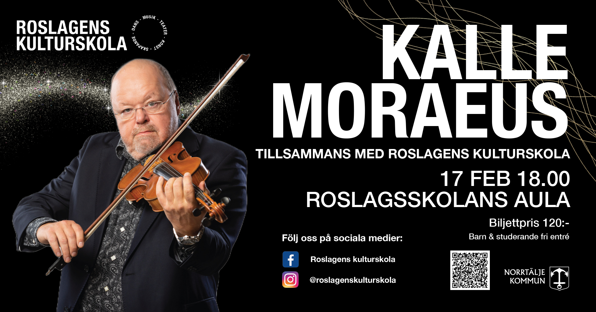Spelmannen Kalle Moraeus ser in i kameran