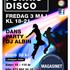 En färgglad bild där man ser två svarta siluetter av två personer som dansar disco