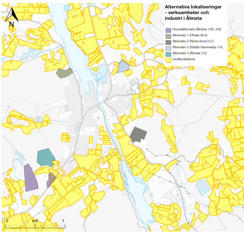 Alternativa lokaliseringar av verksamheter och industri i Älmsta