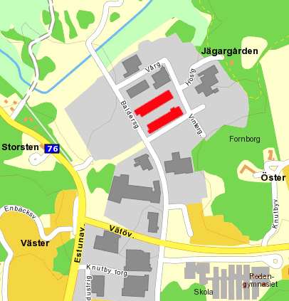 Karta till Rodens yrkesgymnasium