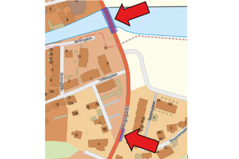 Områden som påverkas vid ommålning av räcken på Stockholmsvägen